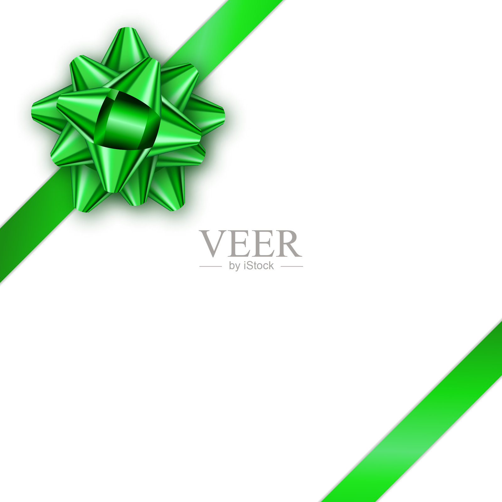白色背景上的绿色蝴蝶结卡片设计模板素材