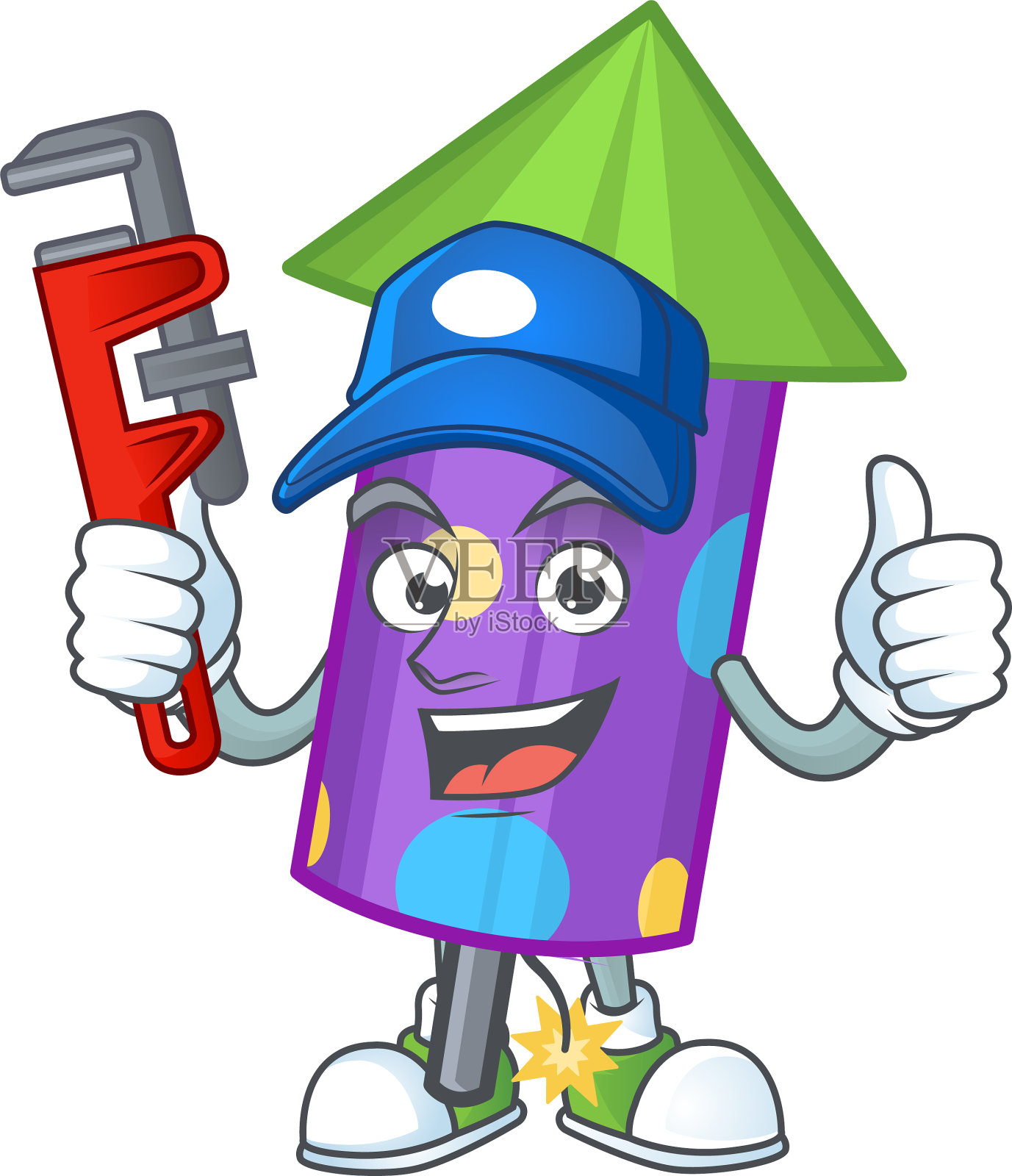 水管工点烟花火箭卡通人物设计元素图片