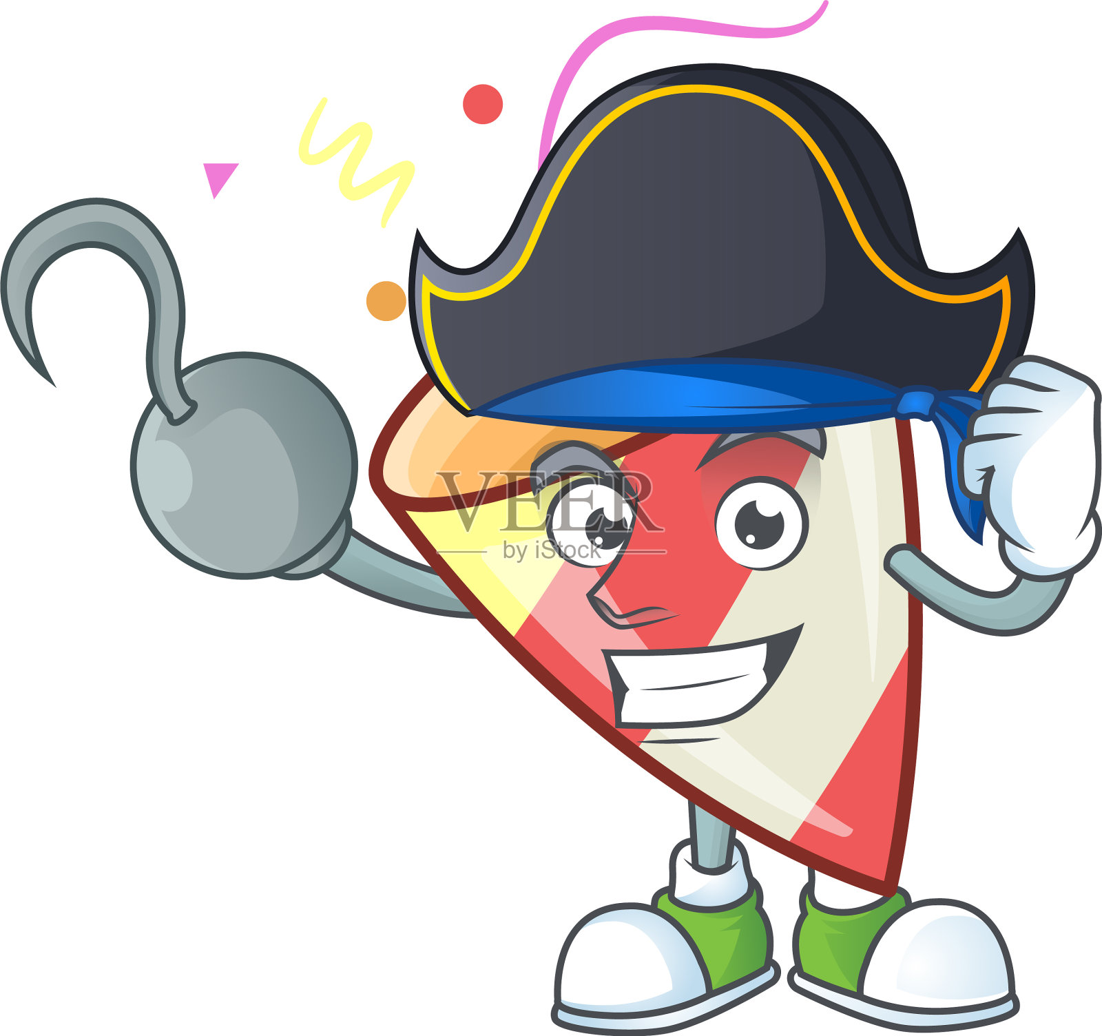 一手海盗炸五彩纸屑卡通风格设计元素图片