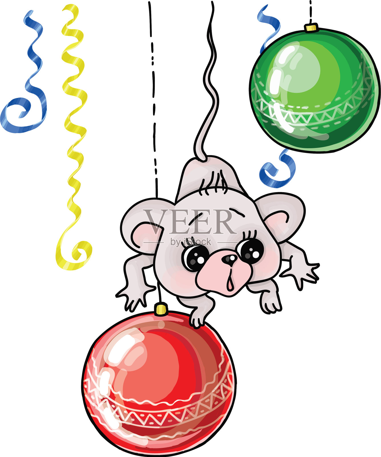 圣诞树玩具和老鼠设计元素图片