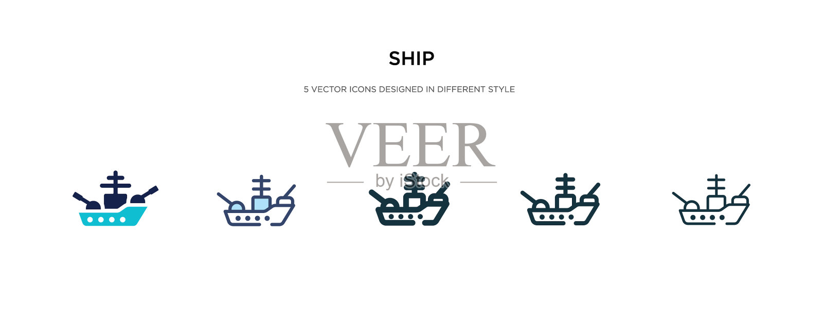 船的图标有两种不同的颜色和风格图标素材