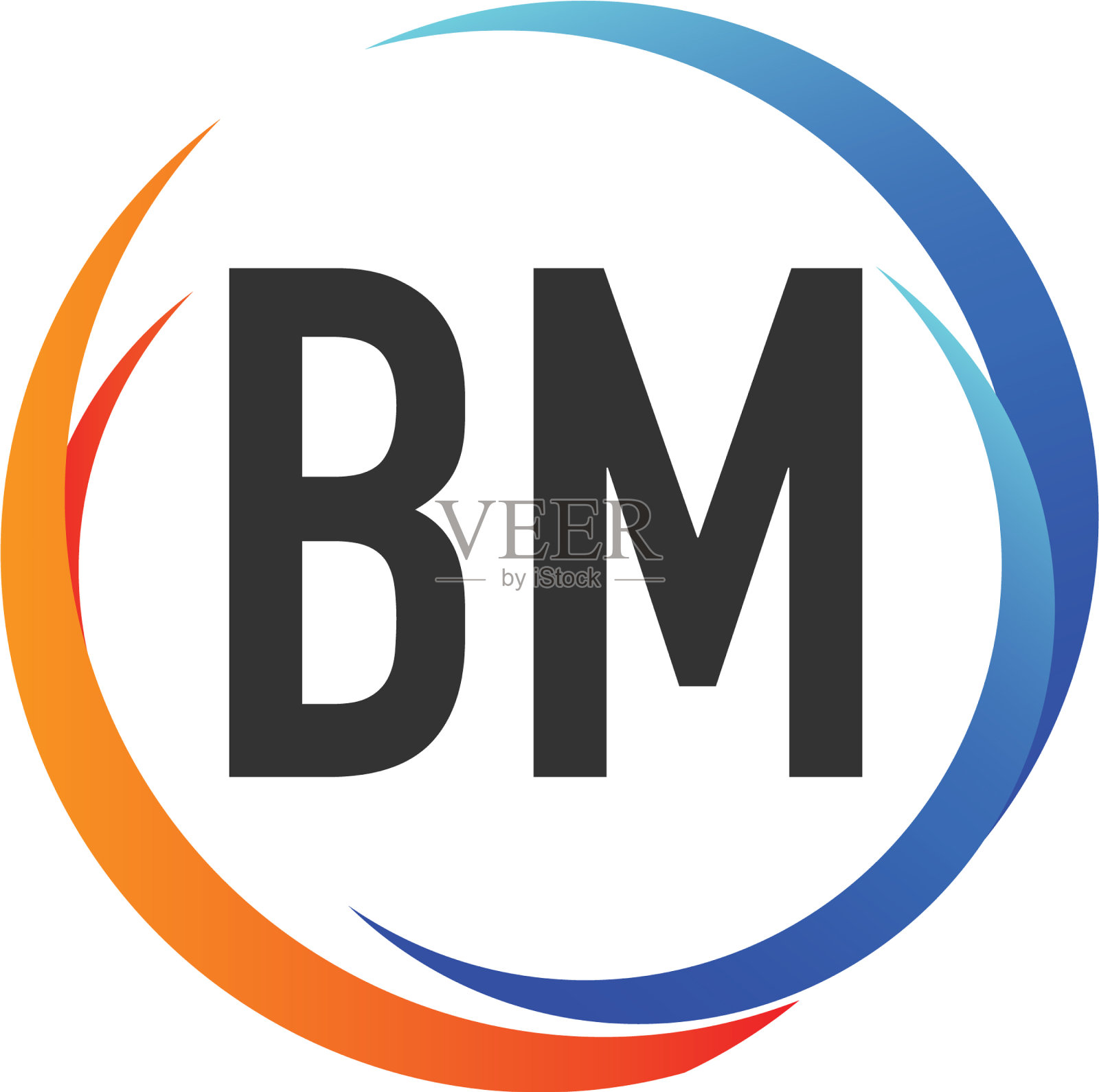 首字母bm创意的swoosh设计标志插画图片素材