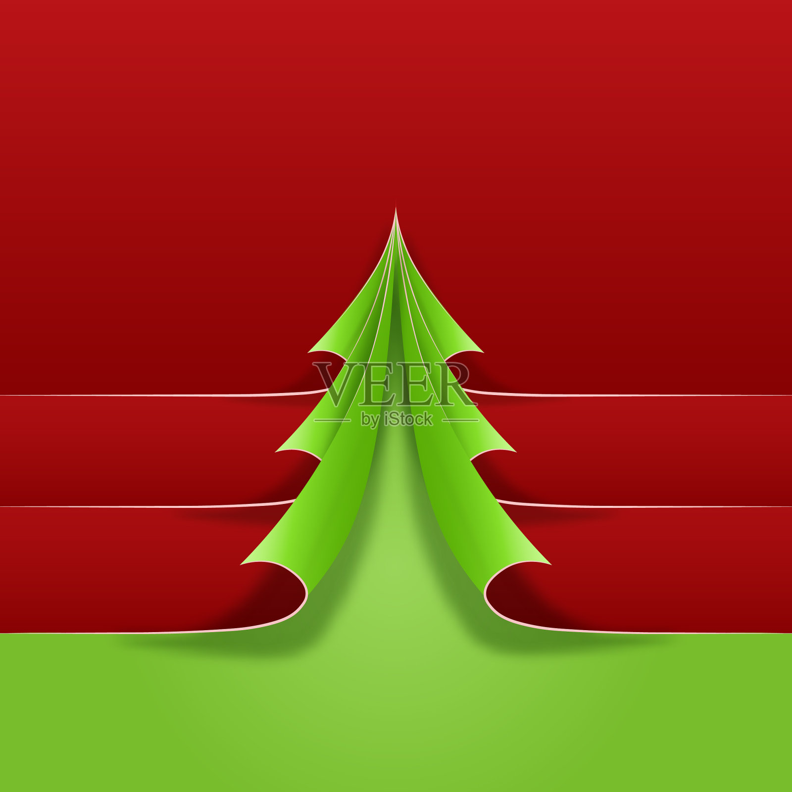 圣诞树剪成纸作背景插画图片素材