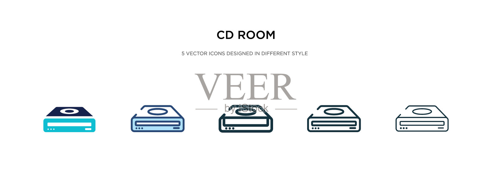CD室的图标有两种不同的颜色和风格插画图片素材
