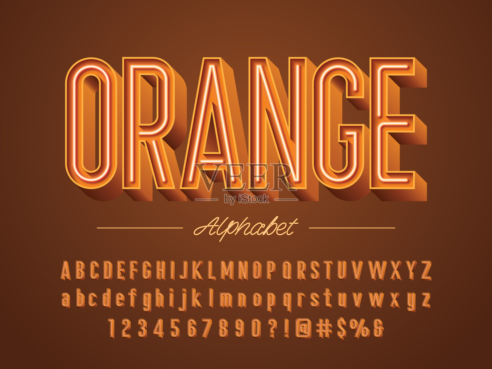 氖字体。插画图片素材