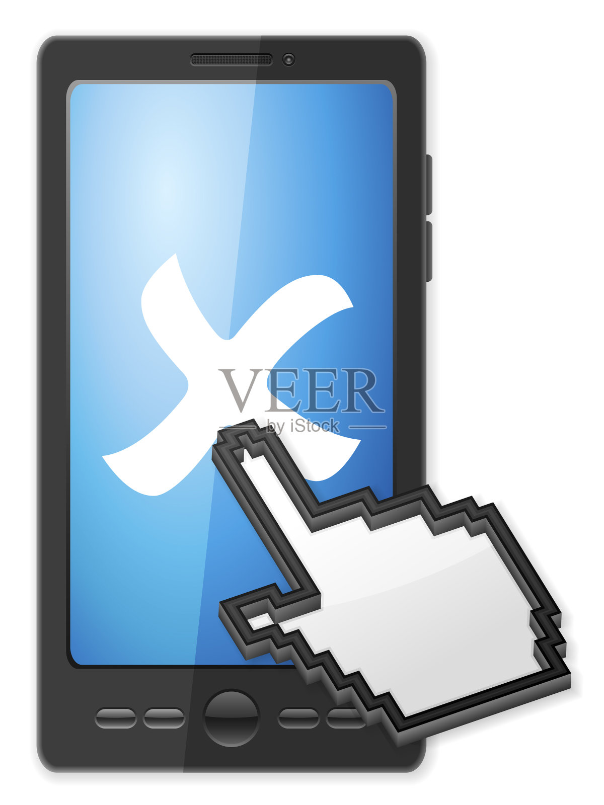 电话光标和取消符号插画图片素材