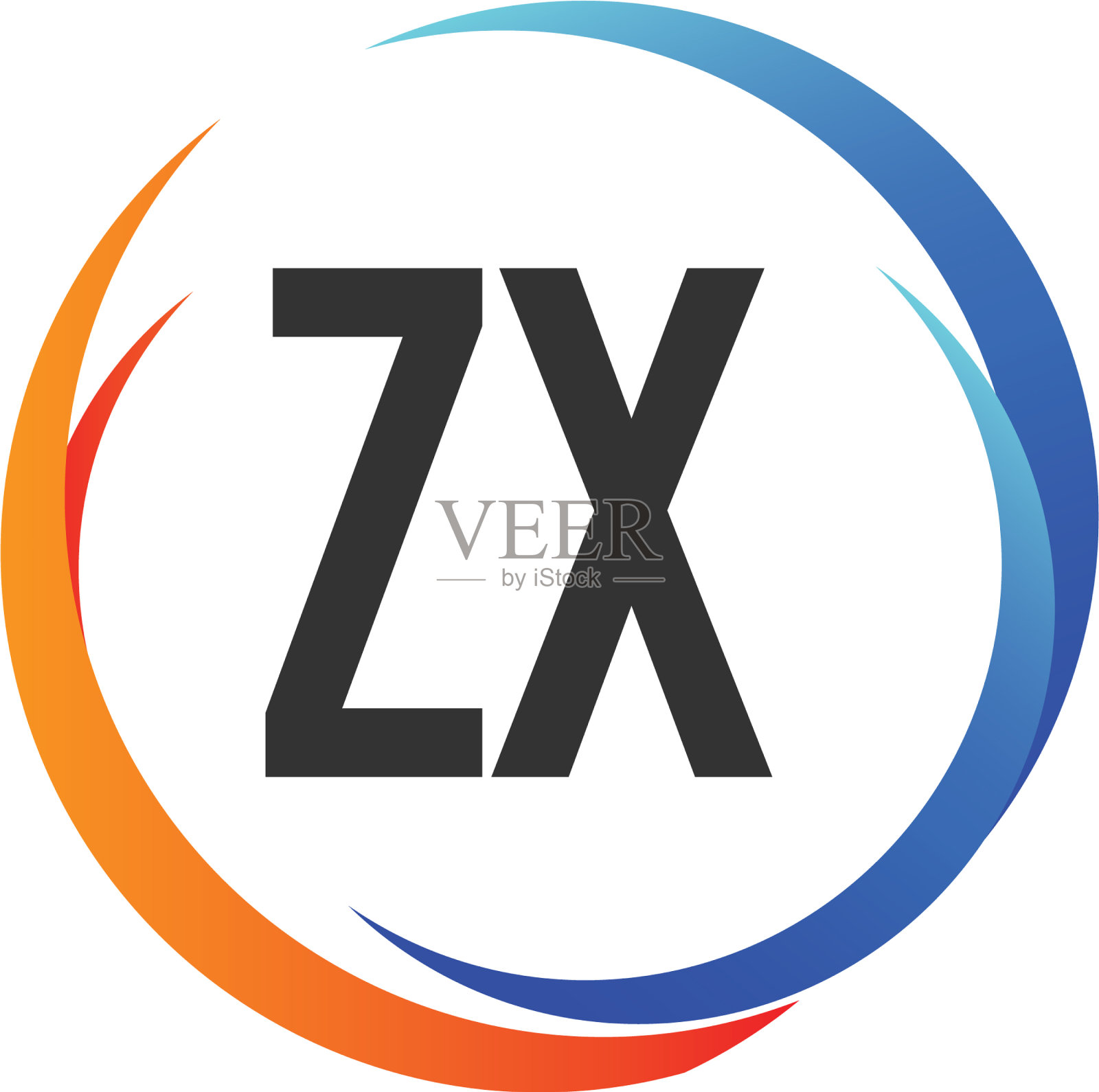 首字母zx创意的勾形设计标志插画图片素材