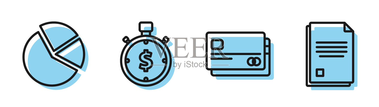 设置行信用卡饼图信息图表时间图标素材