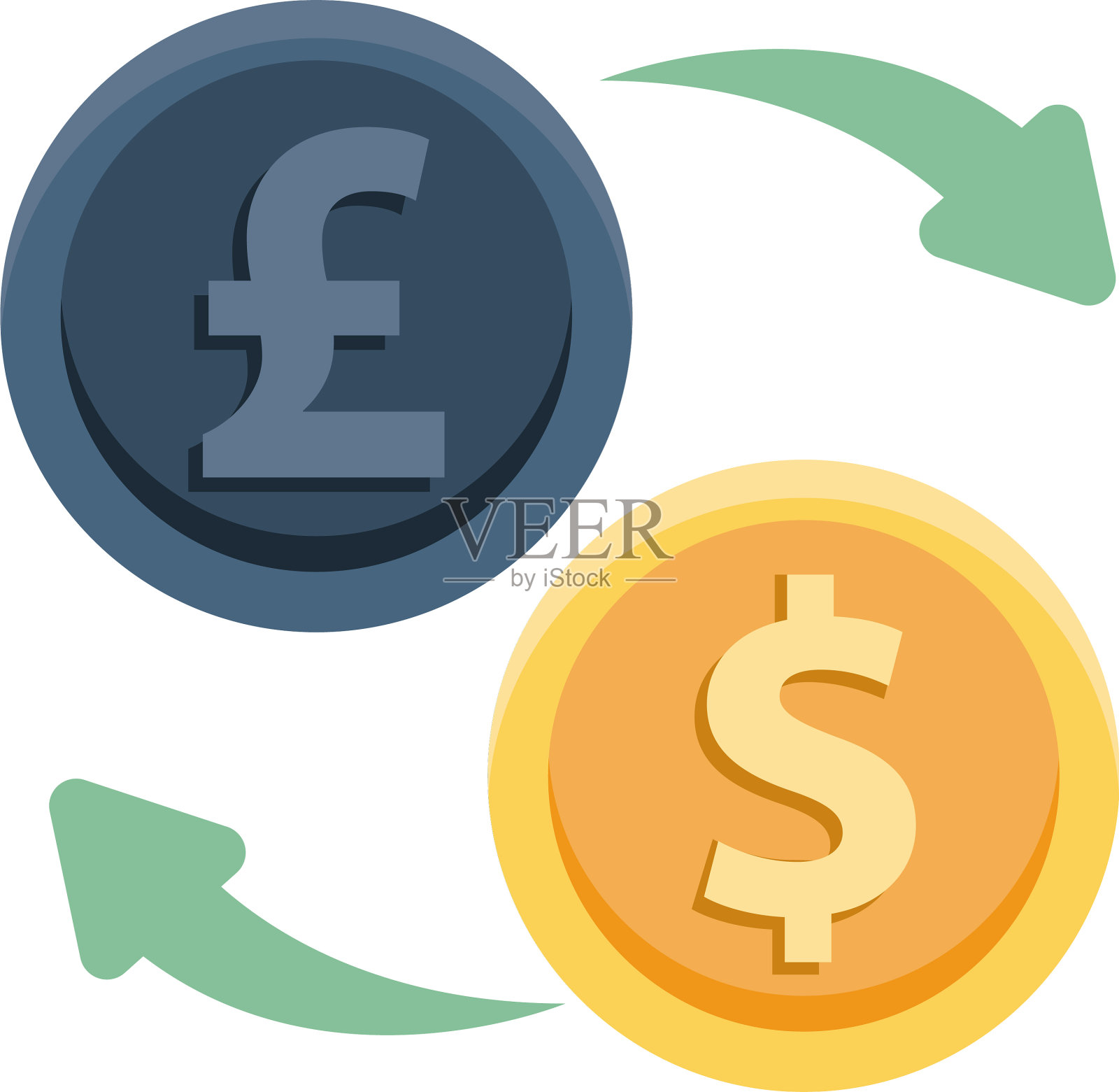 美元和英镑硬币图标插画图片素材