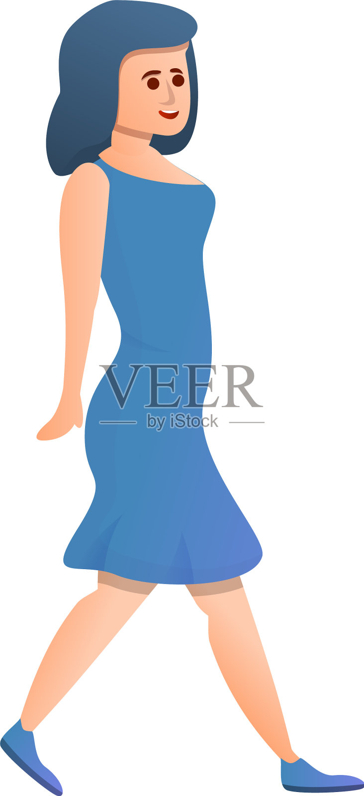 女游客在着装图标卡通风格设计元素图片