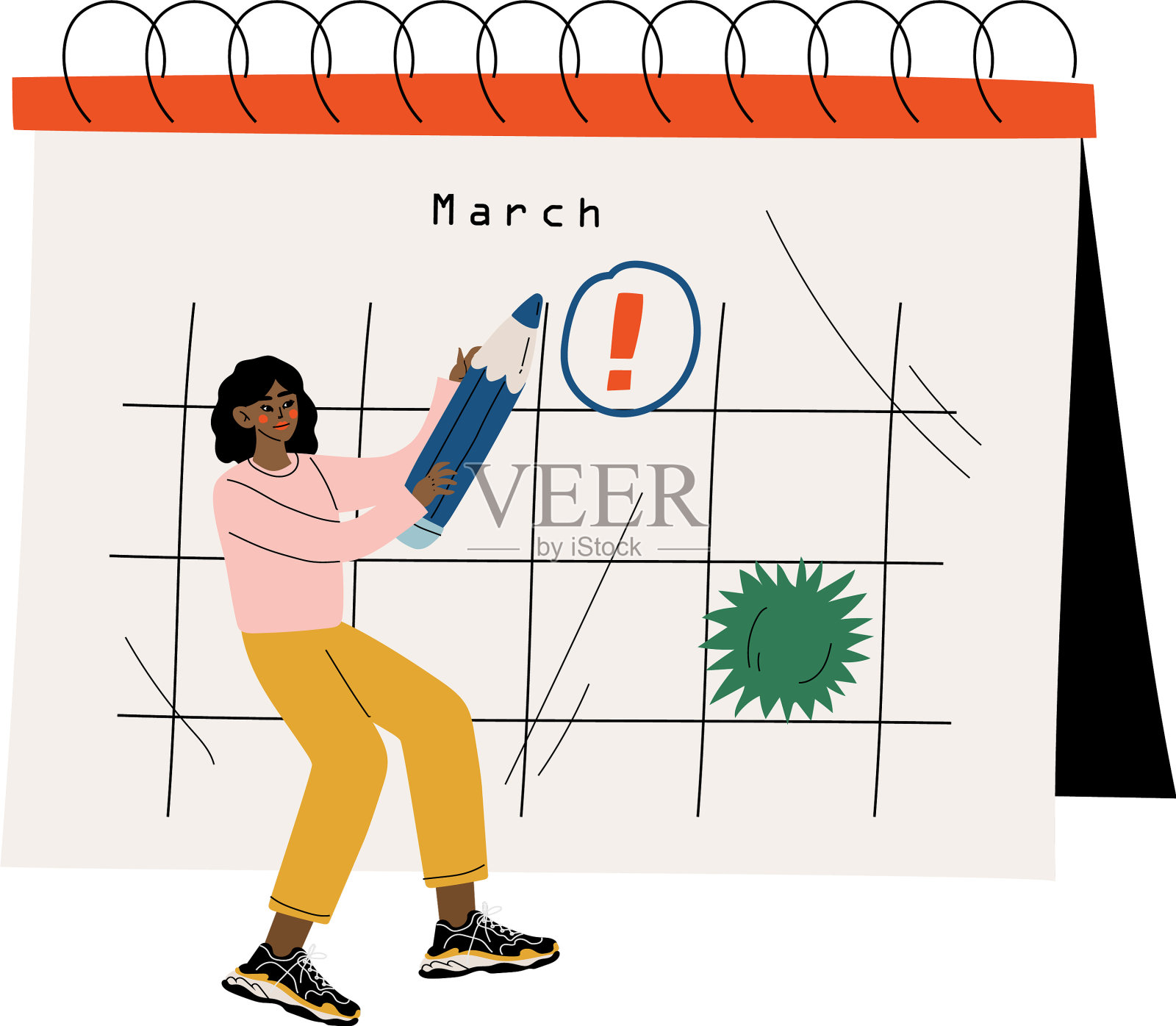 年轻的小女人在筹划大事设计元素图片