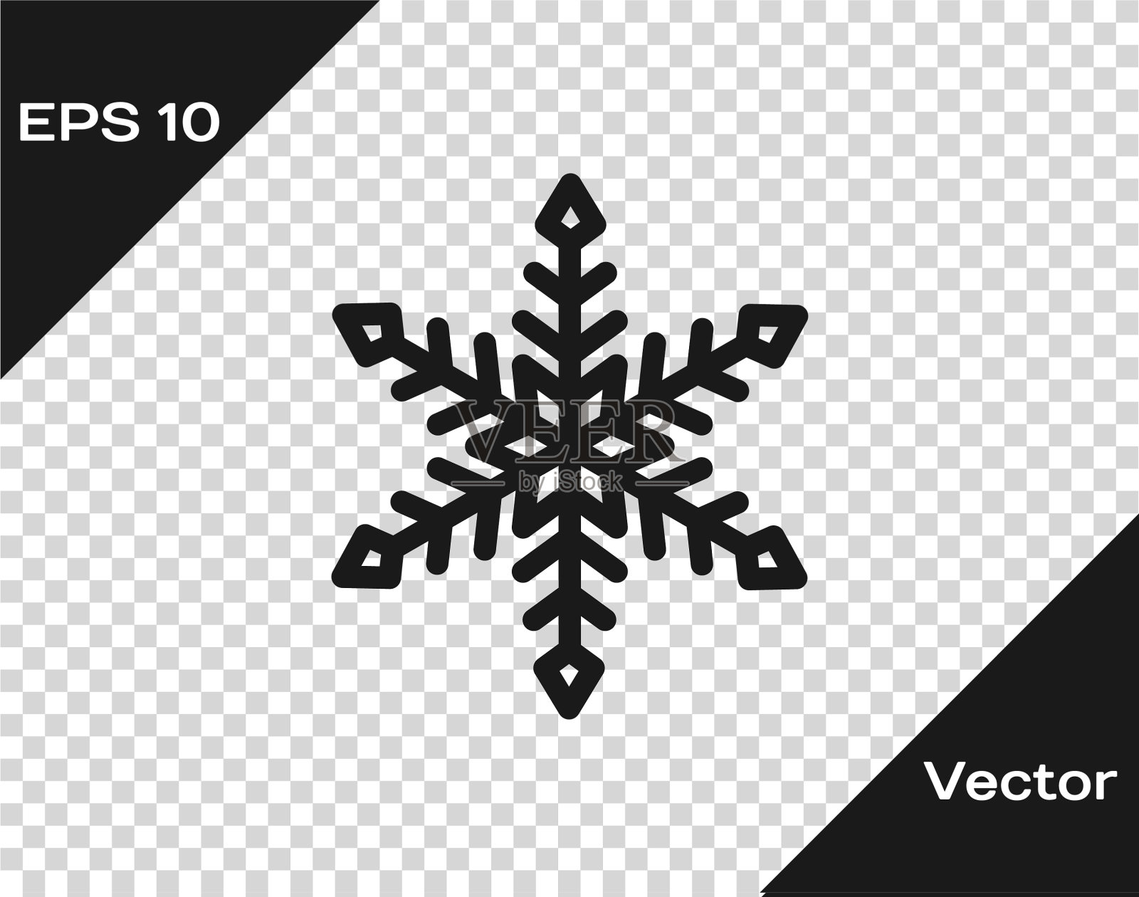 灰色雪花图标孤立在透明插画图片素材