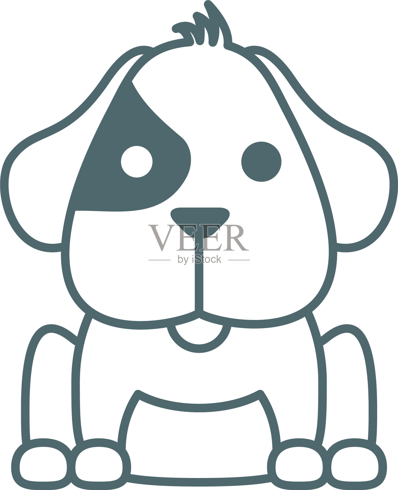 可爱的小腊肠犬犬线造型图标设计元素图片