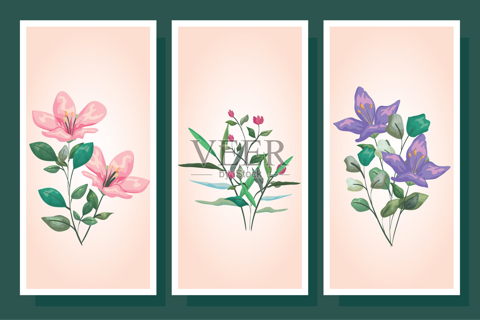 用枝叶把可爱的花捆起来插画图片素材