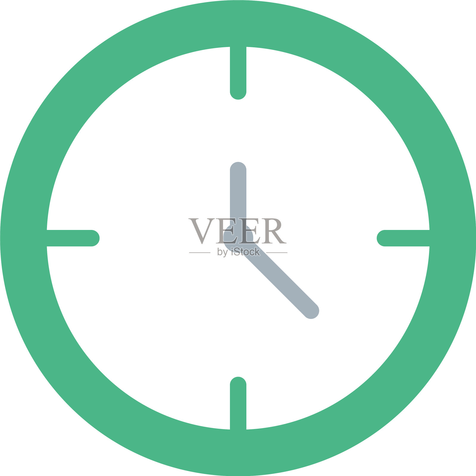 孤立的绿色时钟图标平面设计设计元素图片