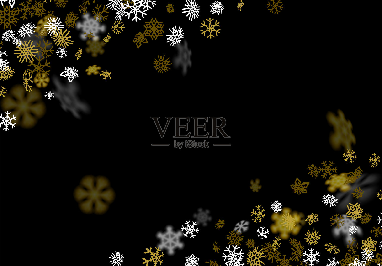 雪花的背景用金色的雪花模糊插画图片素材