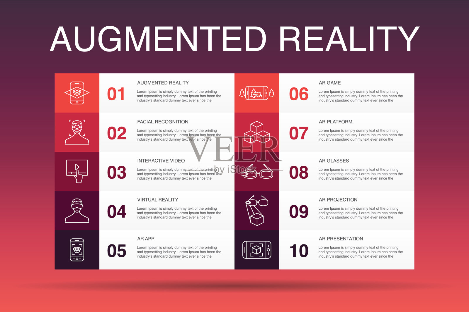增强现实信息图10选项模板插画图片素材