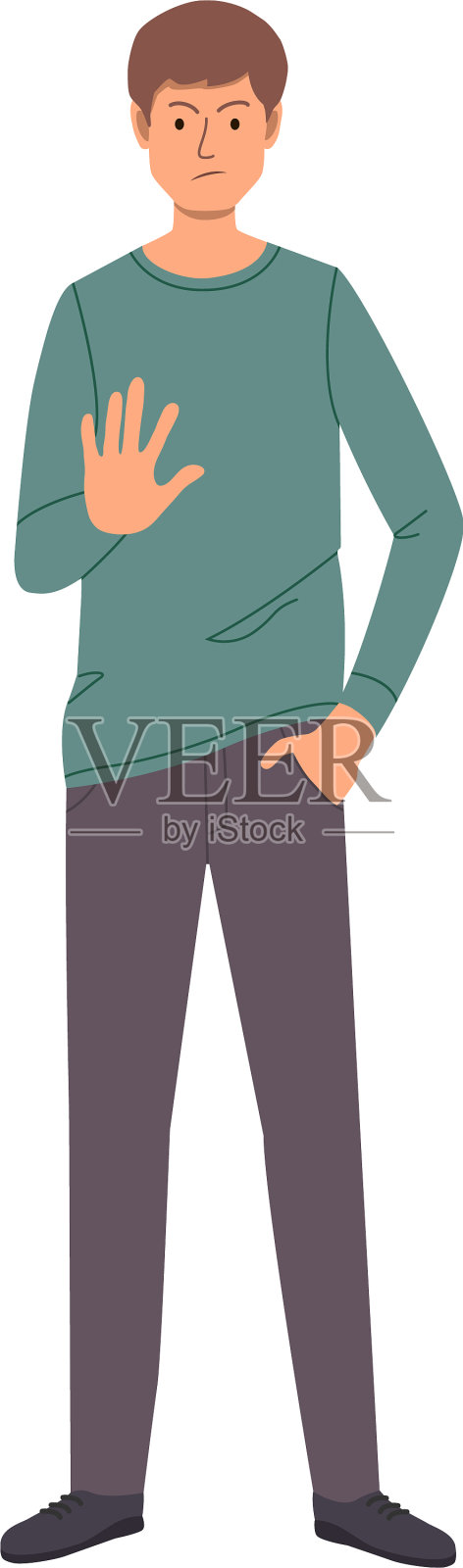 年轻人伸出手掌示意停车插画图片素材