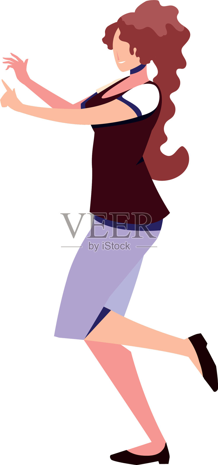 年轻女子在白色背景上摆姿势跳舞设计元素图片