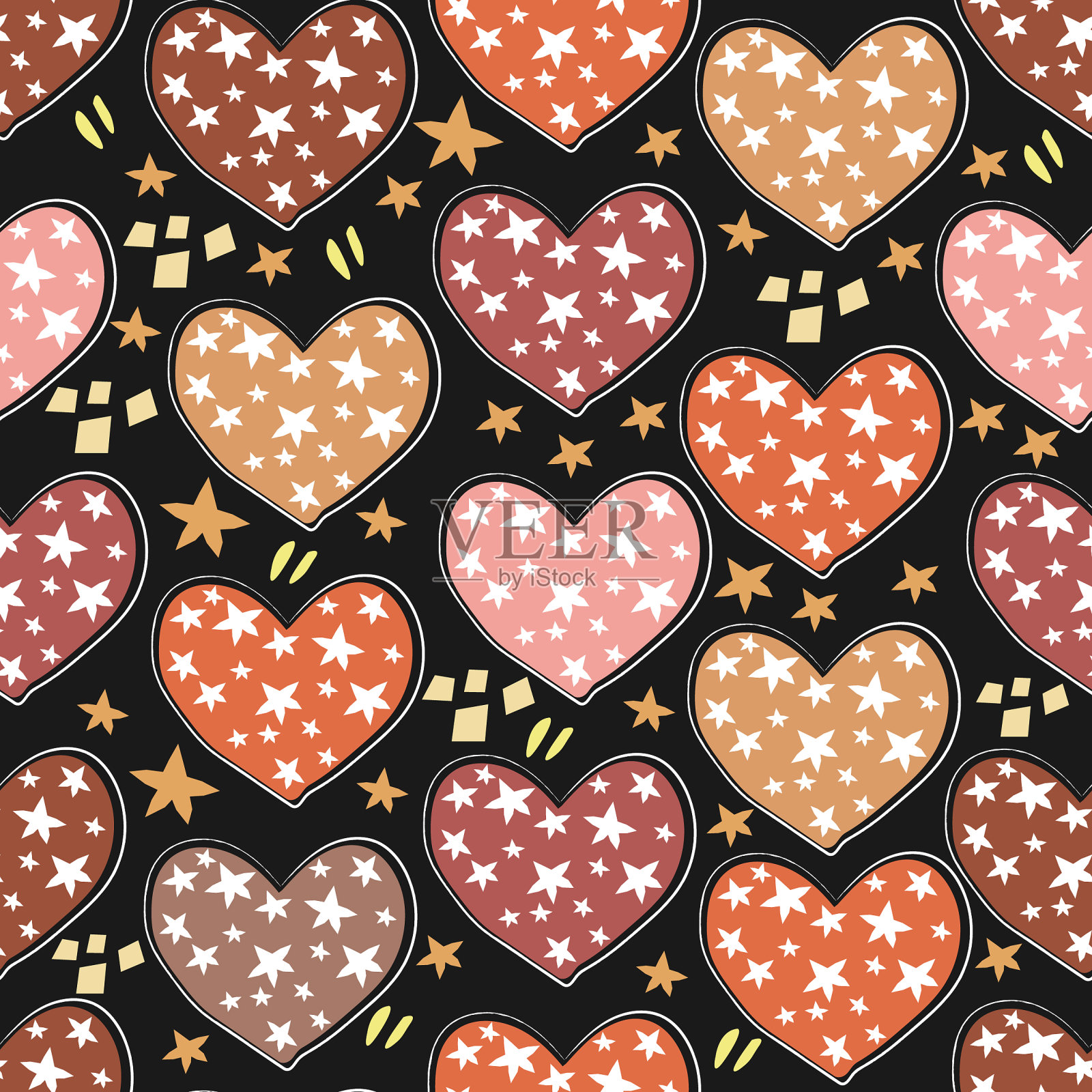 陶土心形抽象无缝图案现代插画图片素材