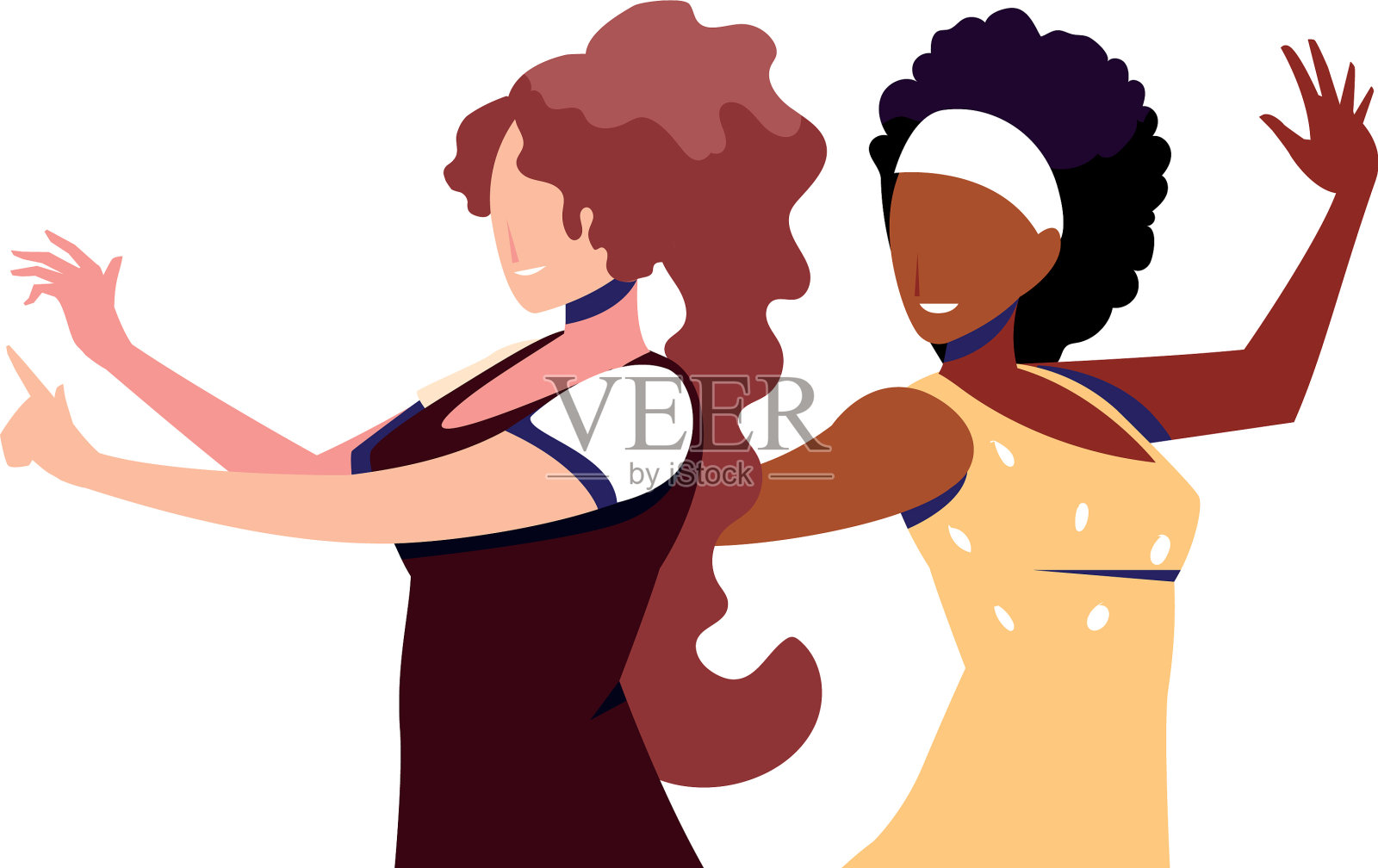 在舞会上摆姿势跳舞的女人插画图片素材