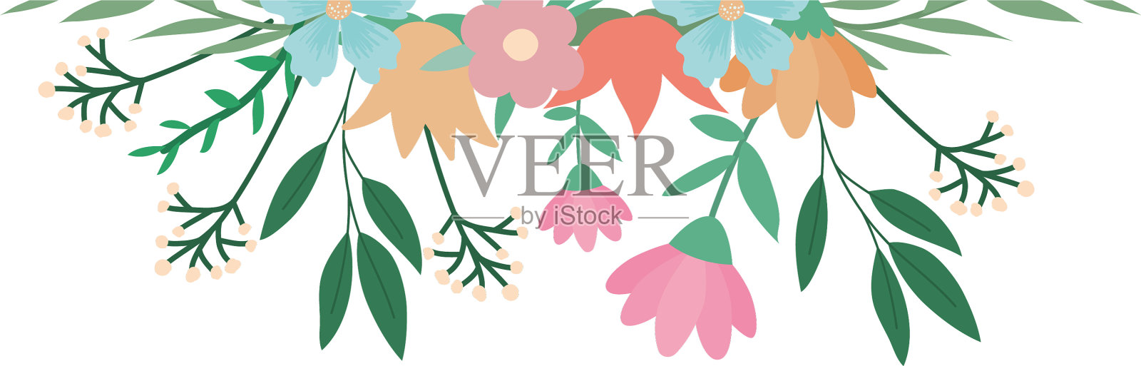 孤立的花和叶设计插画图片素材