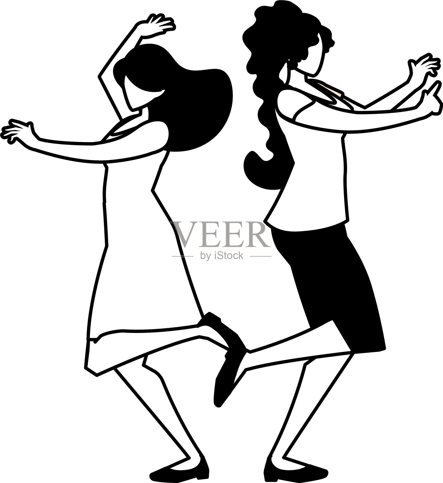 在白色上跳舞的女人的剪影设计元素图片