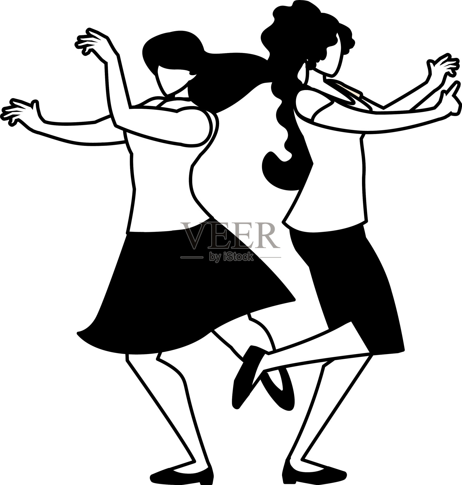 在白色上跳舞的女人的剪影设计元素图片