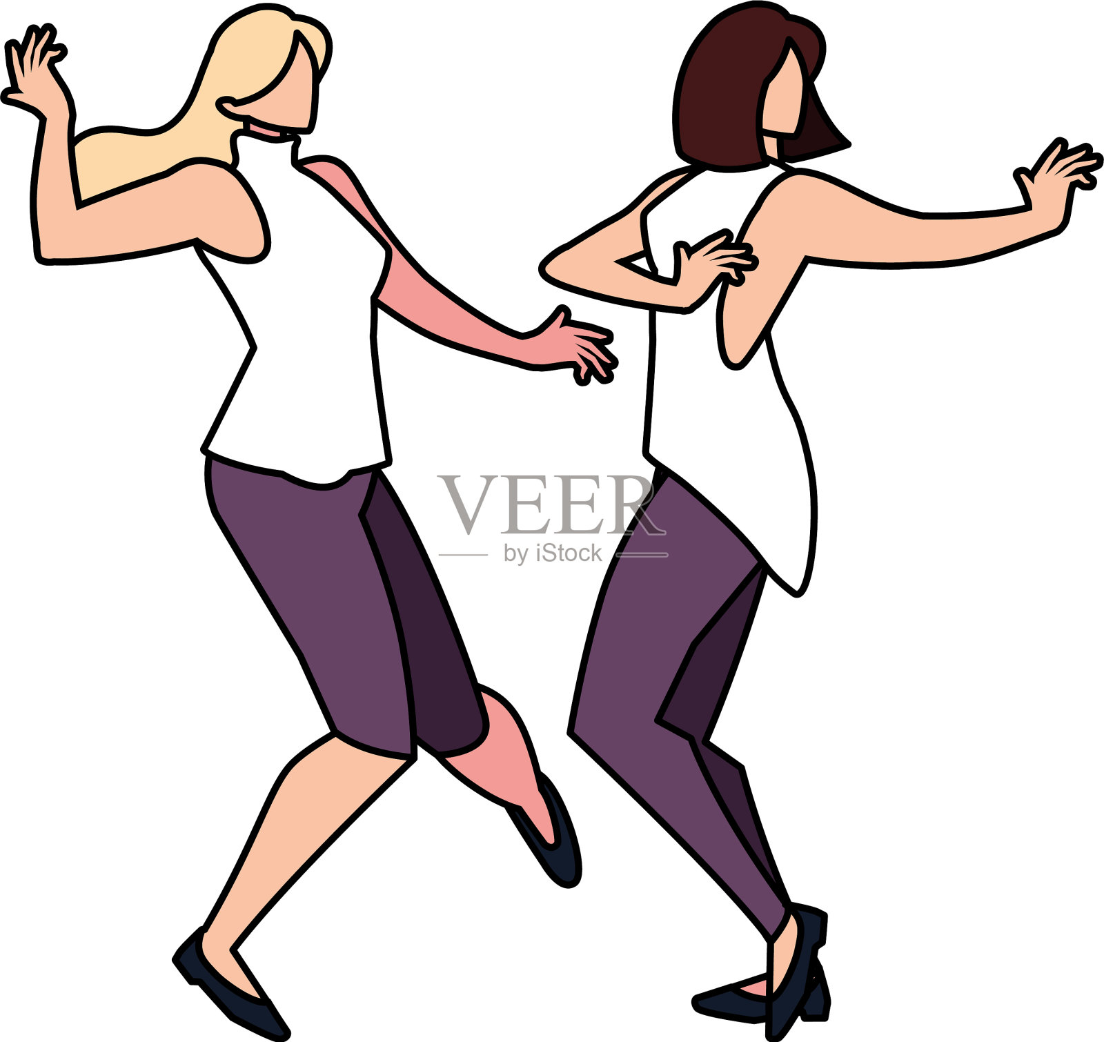 女人们在白色背景上摆姿势跳舞设计元素图片