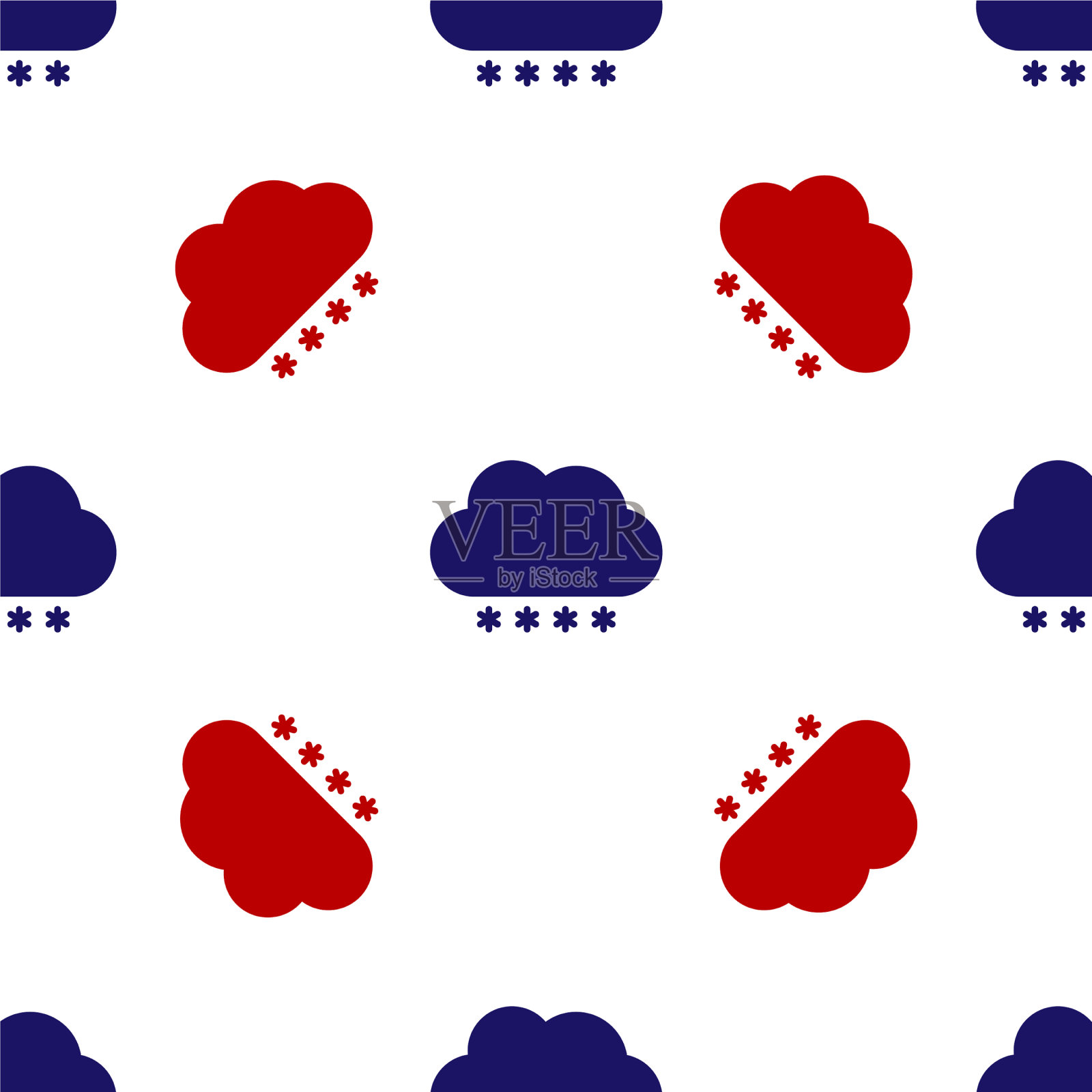 蓝色和红色的云与雪的图标隔离插画图片素材