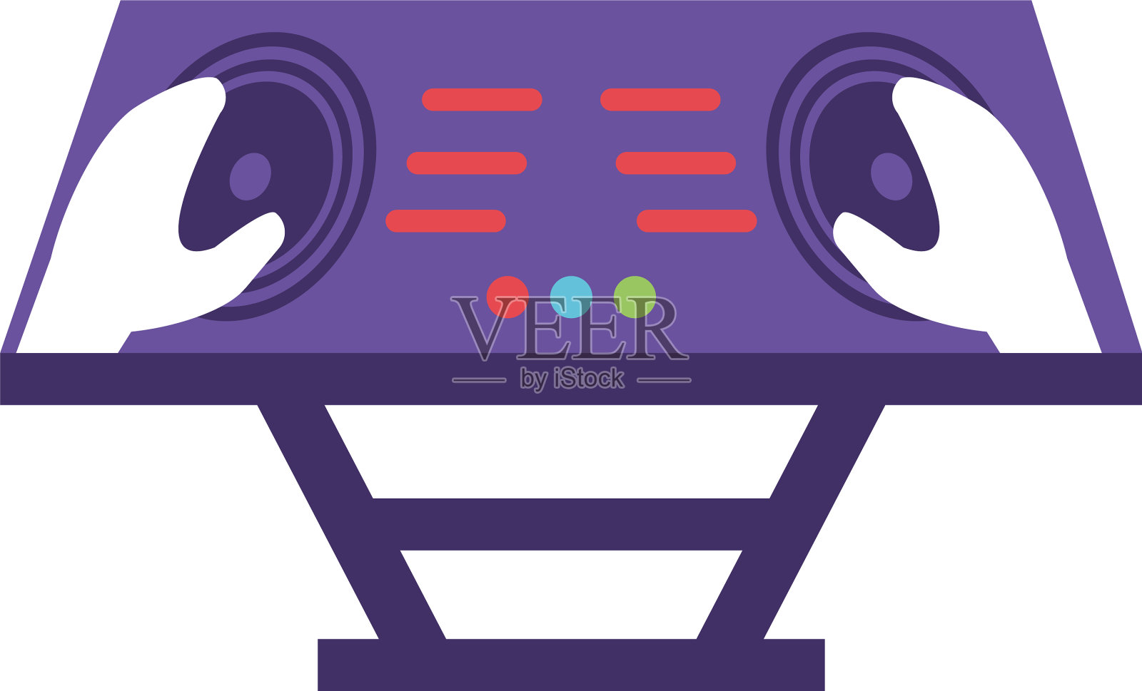 唱盘和DJ的手在白色的背景设计元素图片