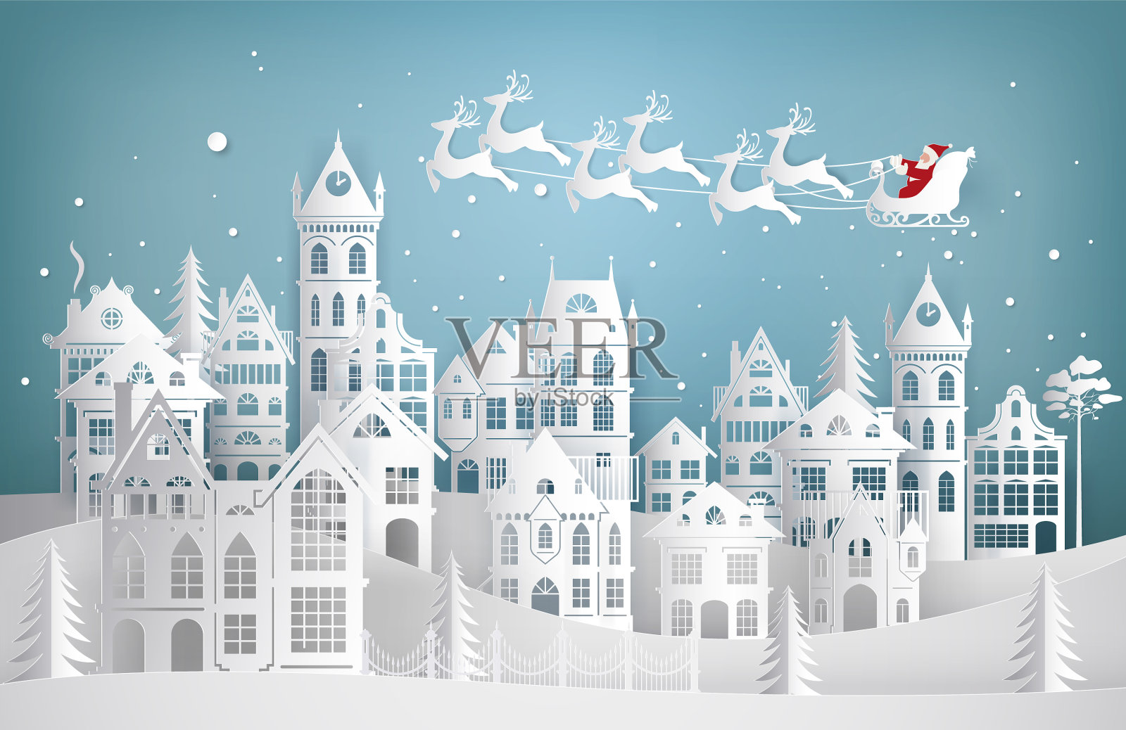 圣诞老人来城里了设计模板素材