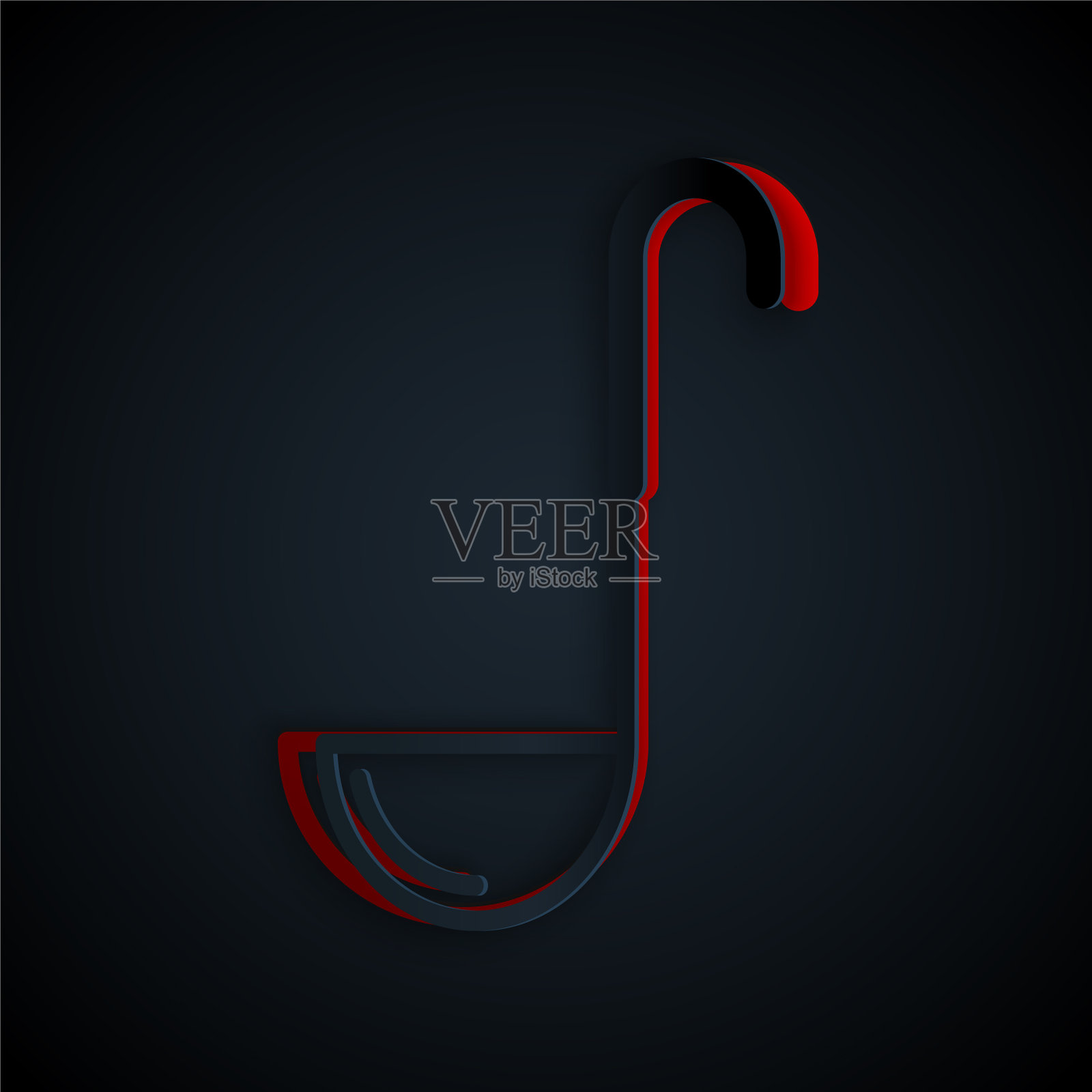 剪纸厨房勺图标孤立在黑色图标素材