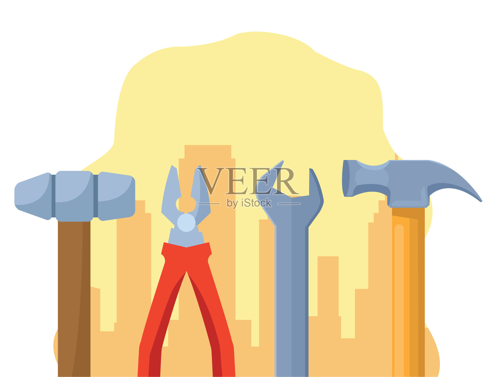 修理工具图标设计多彩插画图片素材