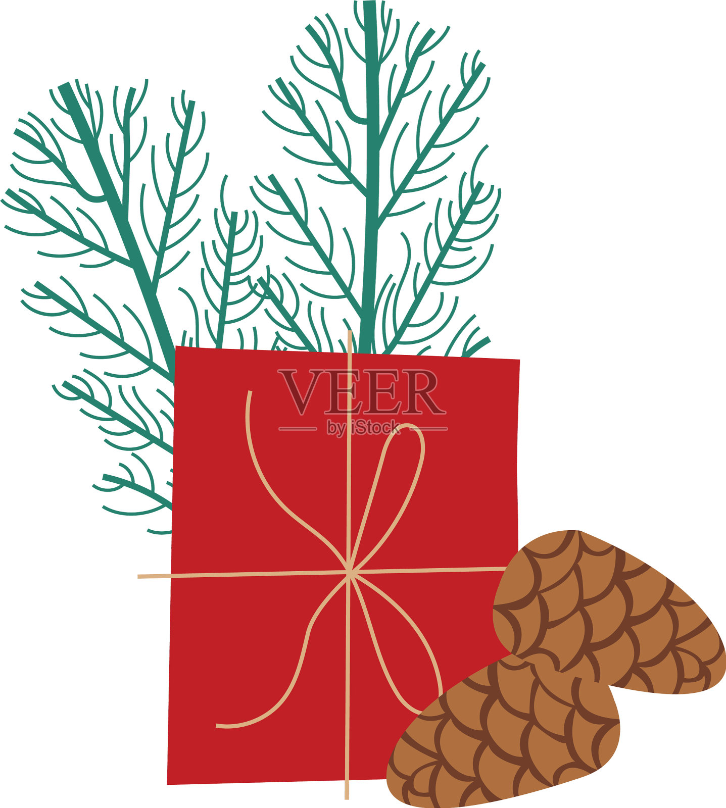 有种子和树枝的礼盒设计元素图片