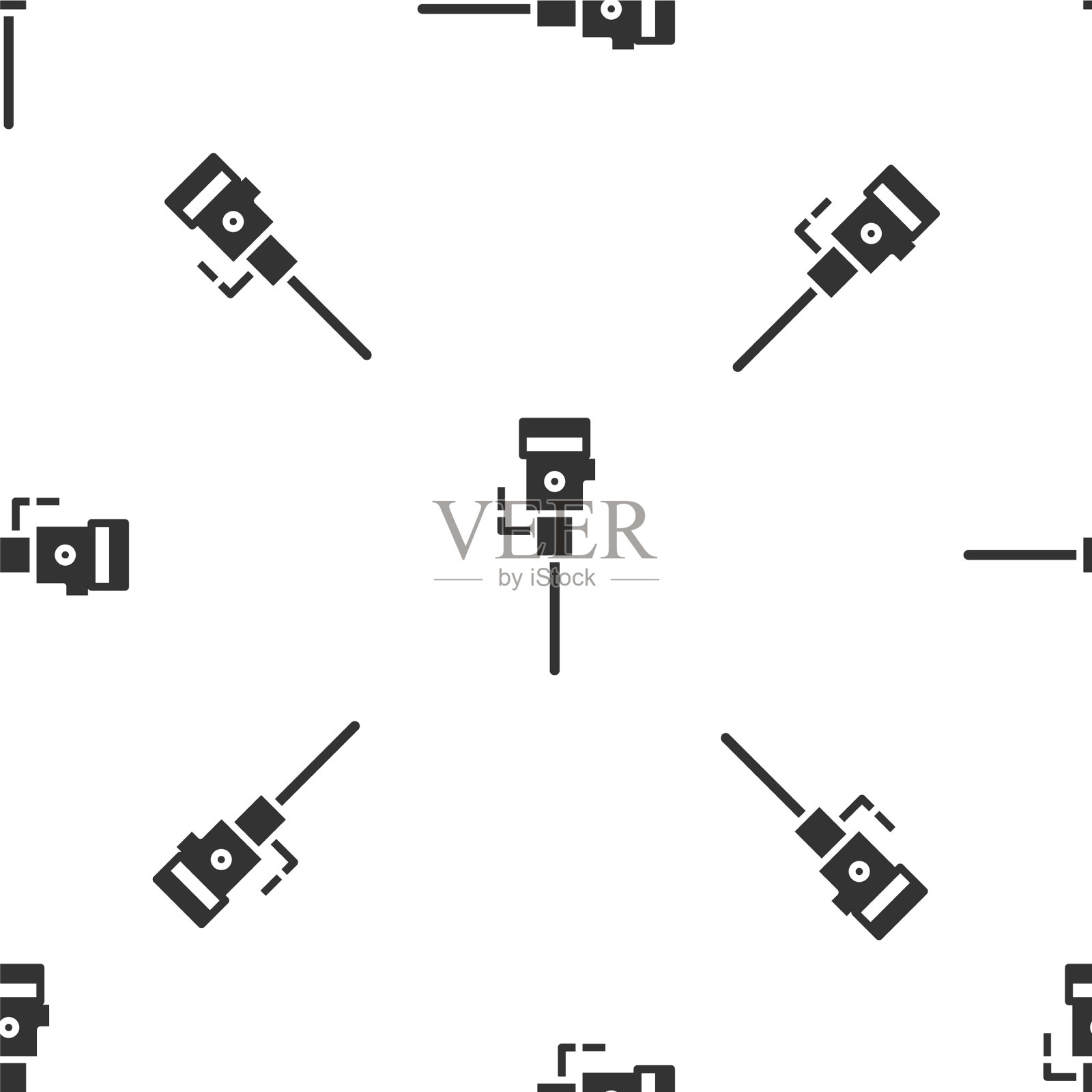 灰色施工手提钻图标孤立插画图片素材