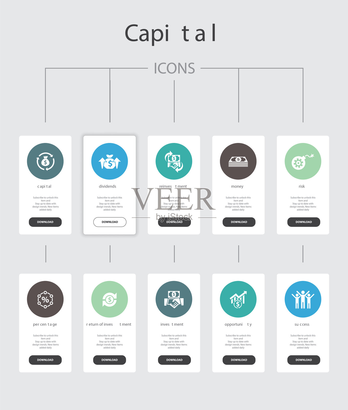 资本信息图10步UI设计红利图标素材