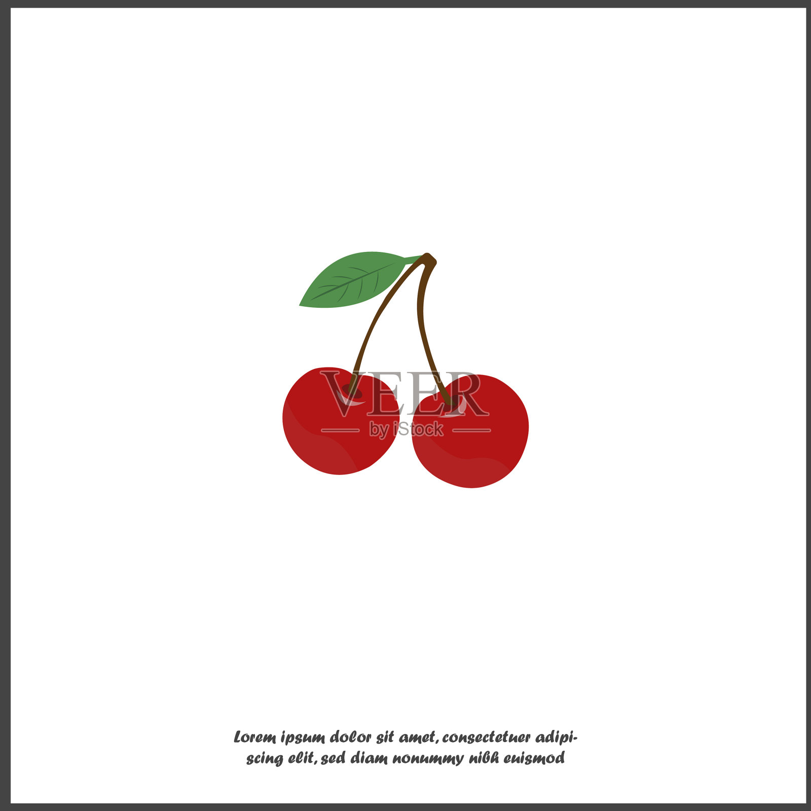 标志樱桃水果成熟勃艮第红樱桃上插画图片素材