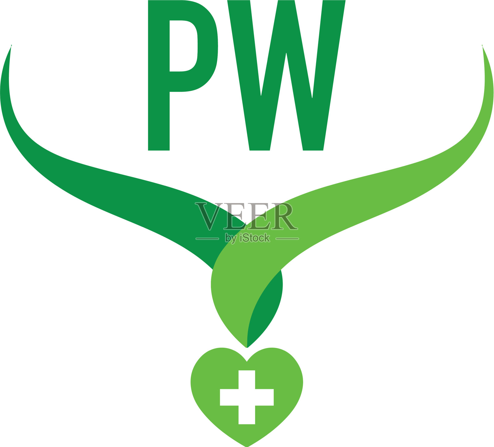 首字母pw创意健康绿色标志插画图片素材