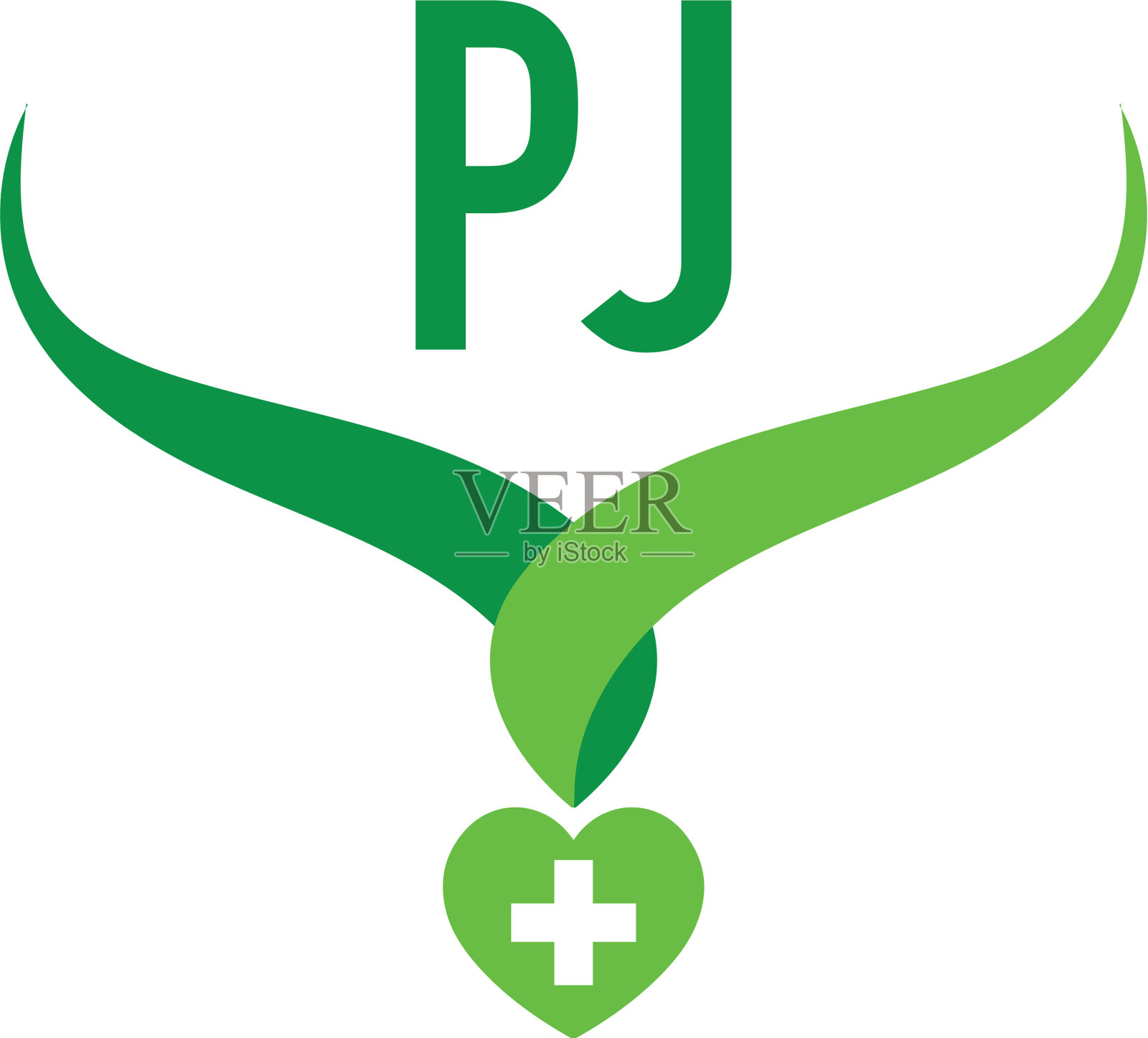 首字母pj创意健康绿色标志插画图片素材