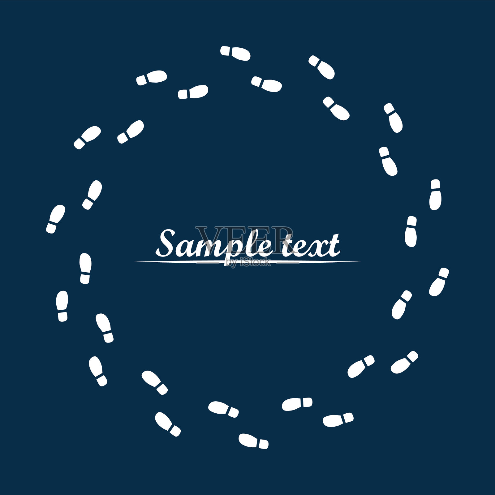 一个圆圈里的鞋印插画图片素材