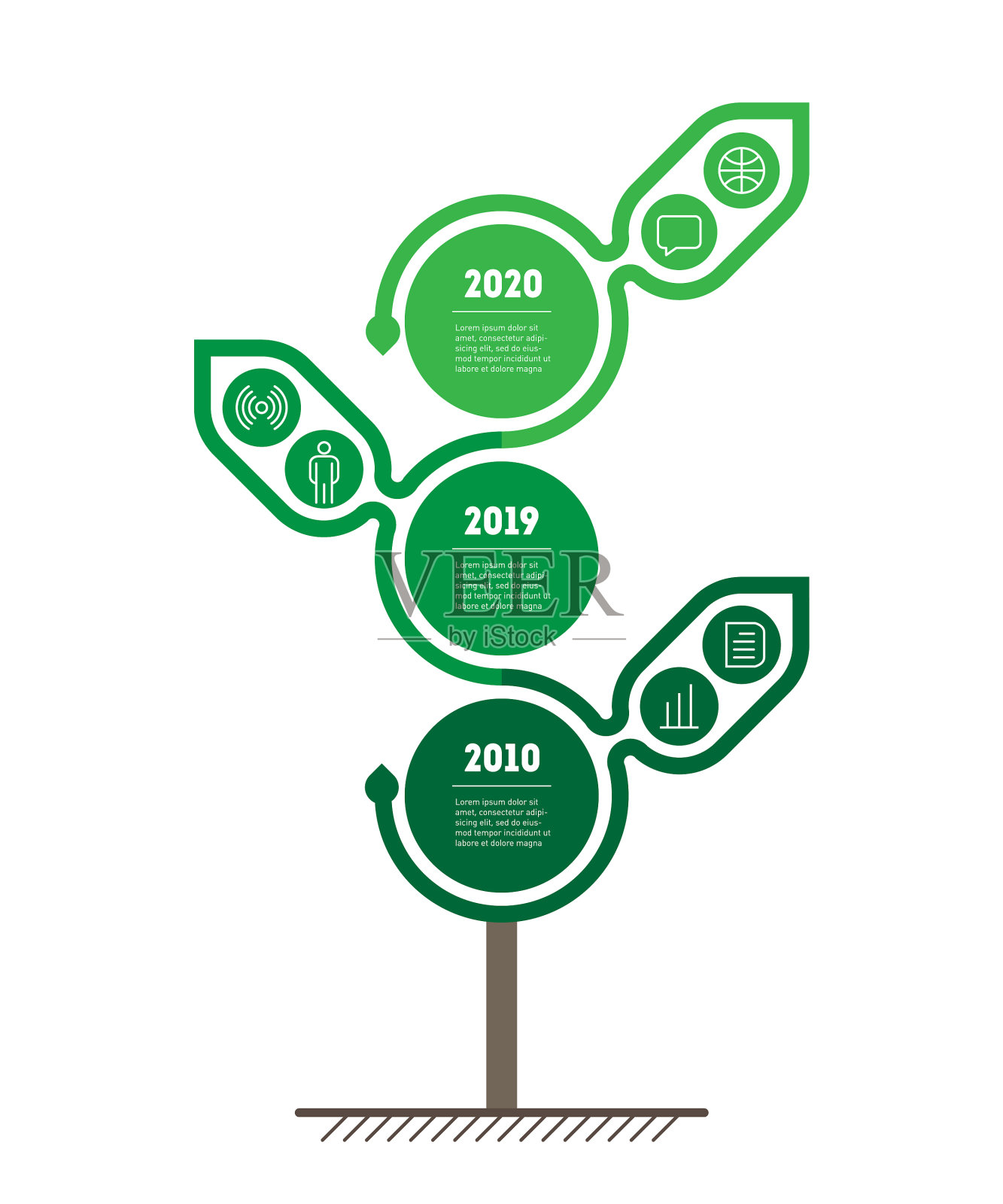 垂直时间线信息图的发展和设计元素图片