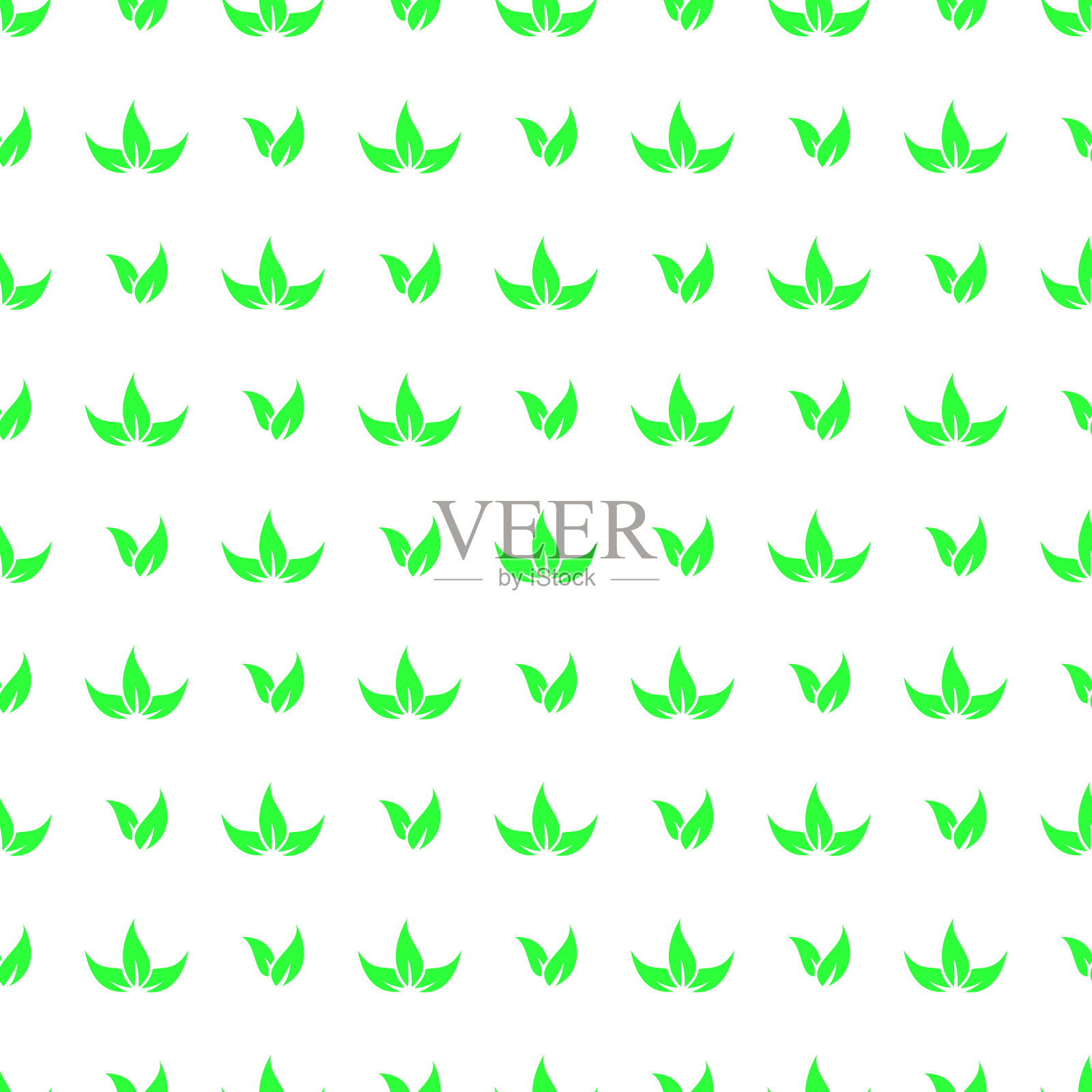 绿色自然叶无缝图案背景插画图片素材