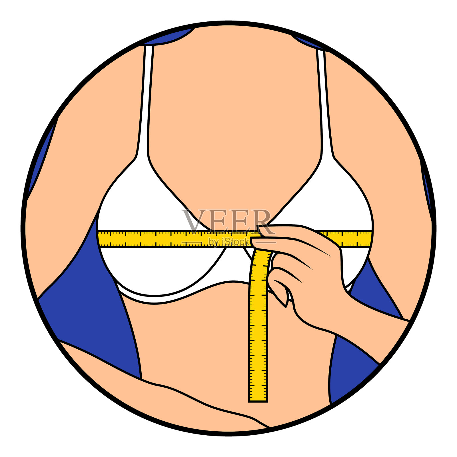 苗条的女士测量她的胸部插画图片素材