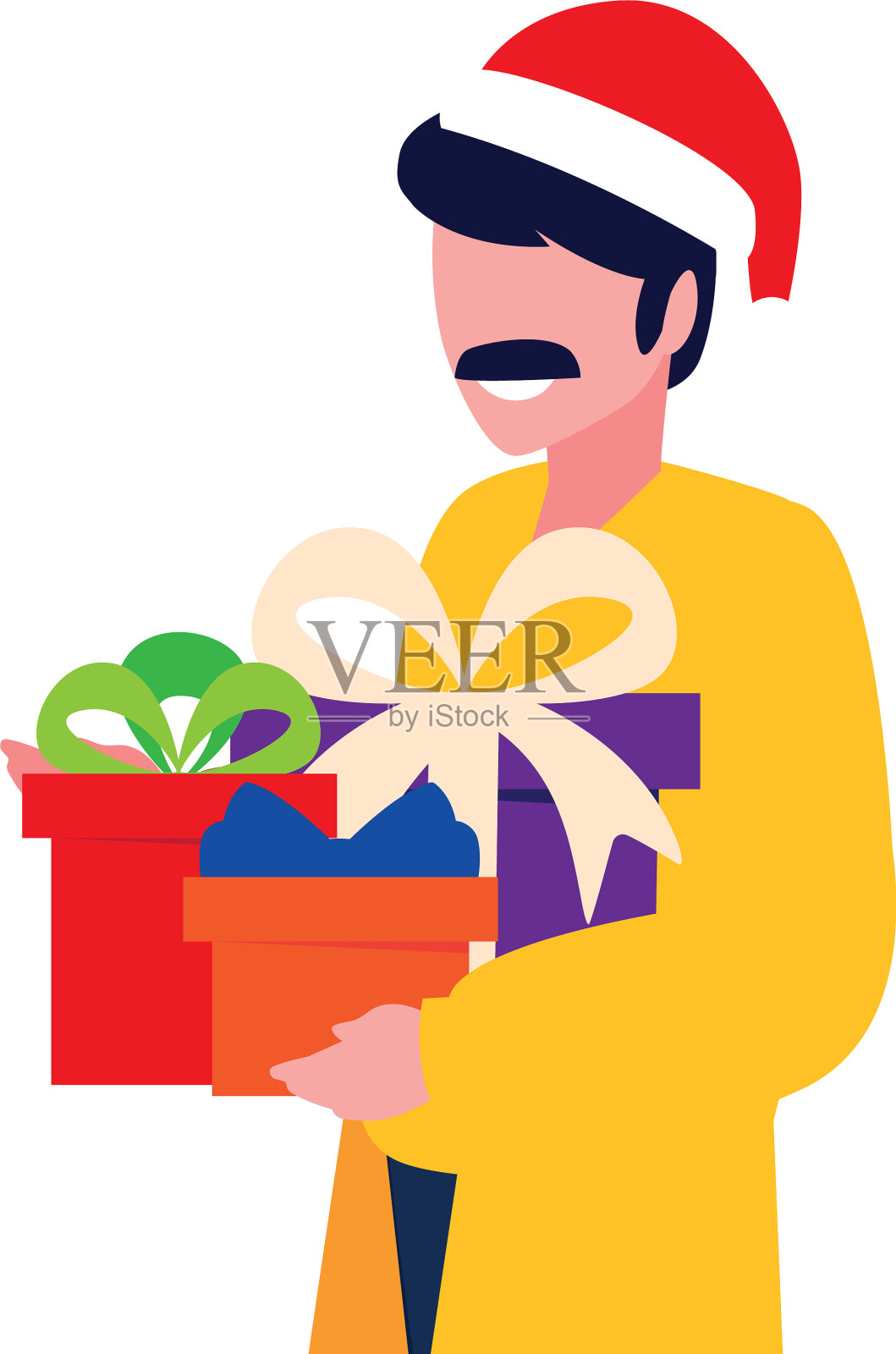 白底上放着礼盒的男人设计元素图片