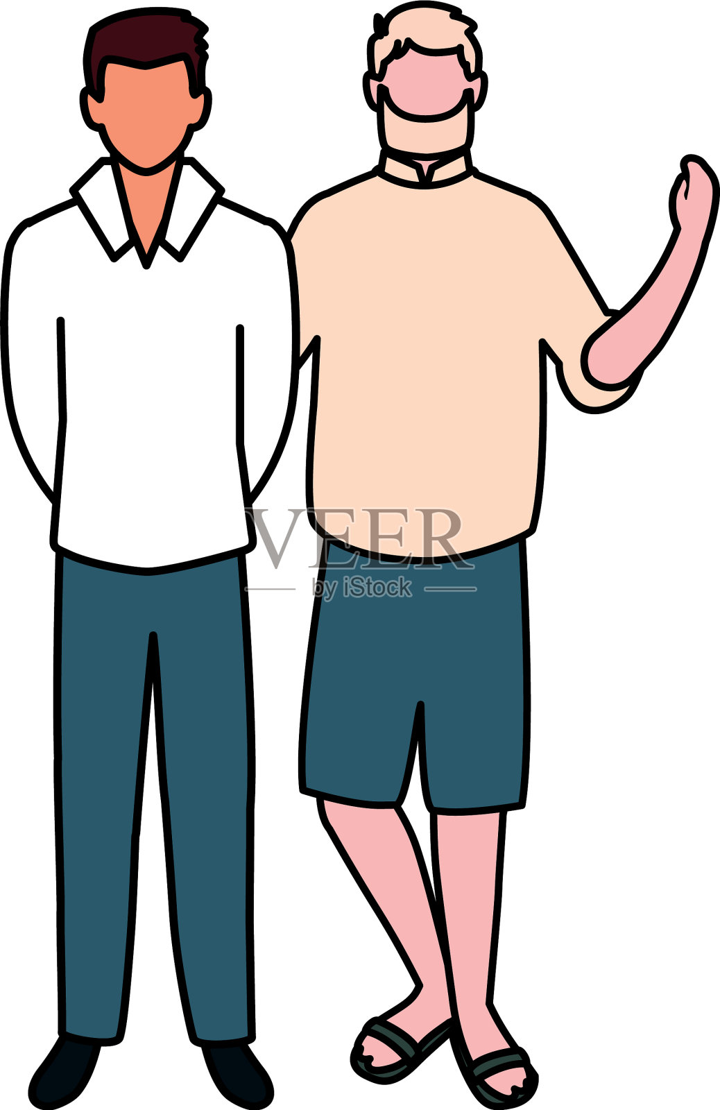 男人们面无表情地站着摆着不同姿势设计元素图片