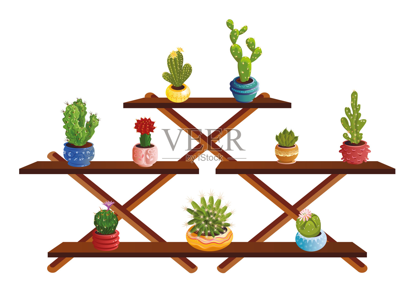 把装饰性的仙人掌放在带有刺的花盆里设计元素图片