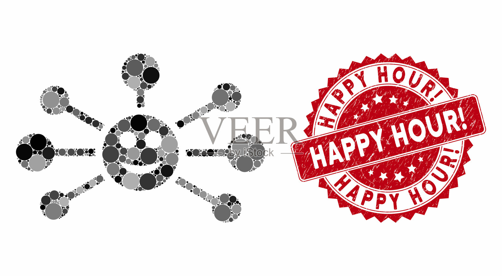 拼贴微笑与纹理快乐时光联系插画图片素材