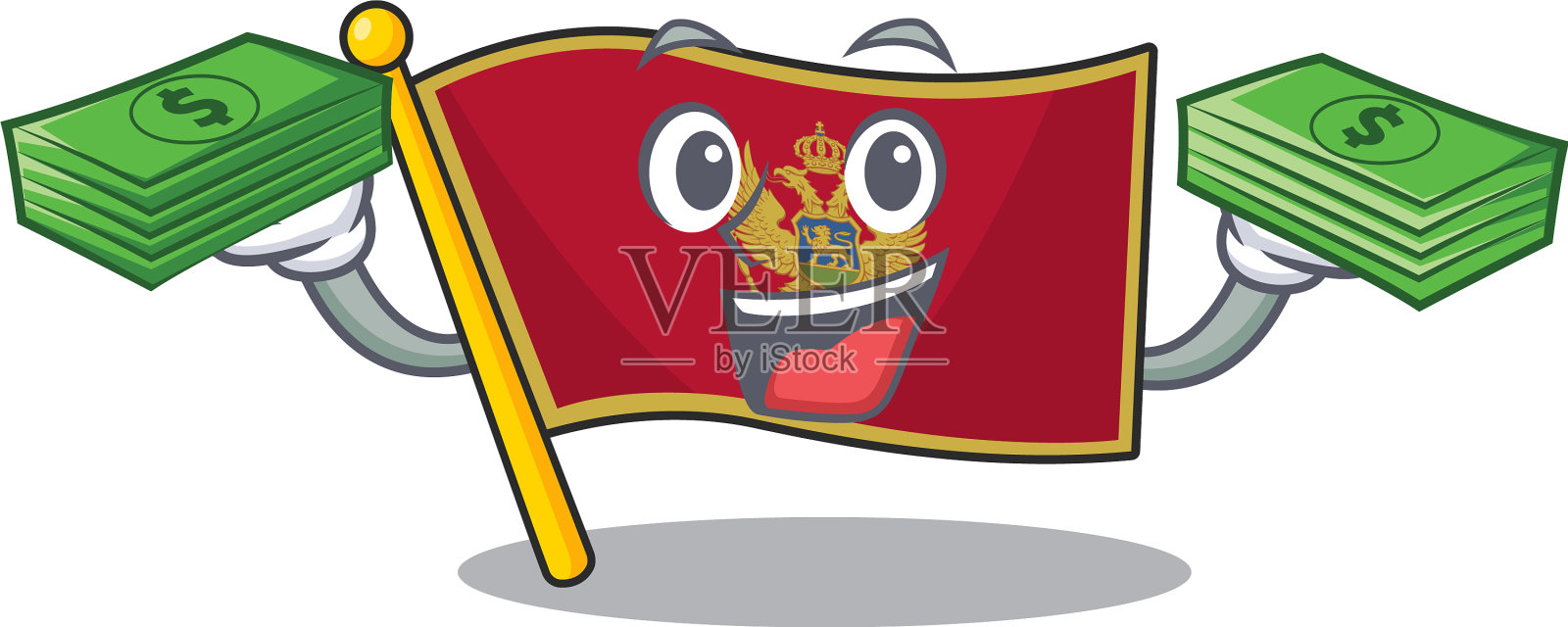 吉祥物旗内的黑山拿着钱设计元素图片