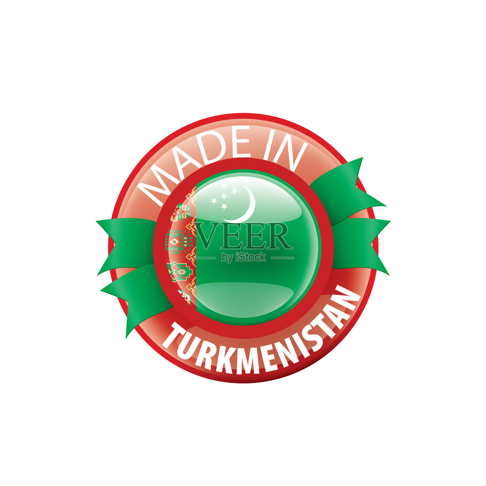 土库曼斯坦国旗上有白色设计元素图片